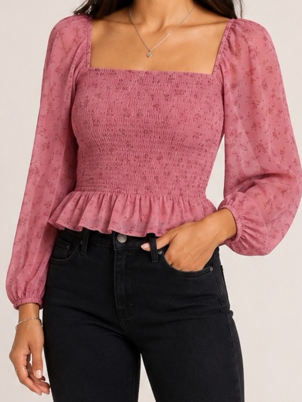 Hollister Smocked Cottagecore Romantic Fairy Y2K Crop Top, Size Small